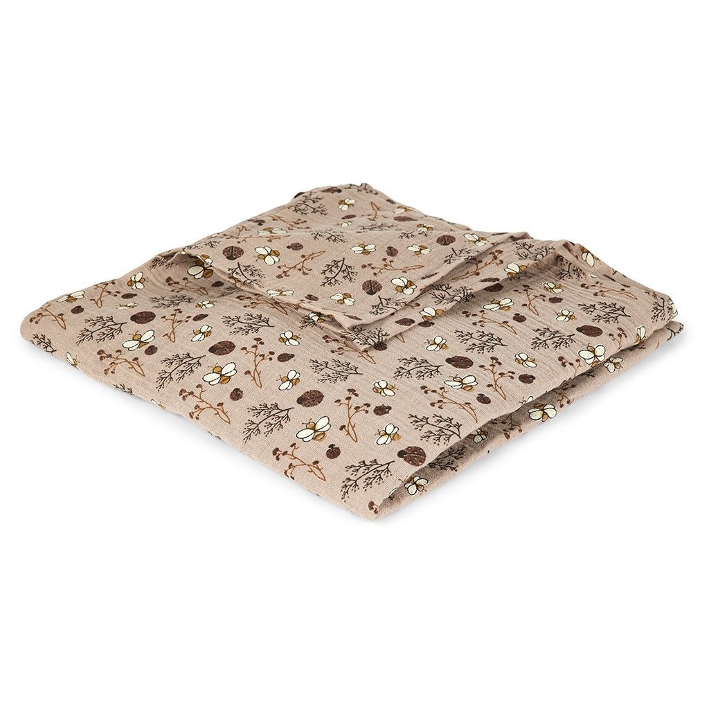 Barri Baby Mousseline Inbakerdoek | 100% Biologisch Katoen | Zand Bloembij