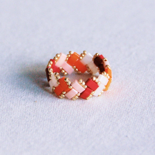 Tilabead Ring - Salmon/Orange/Bordeaux