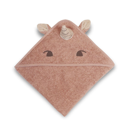 Nuuro Aki Baddoek met Capuchon – Zachte 100% Biologisch Katoenen Handdoek met Borduursel en Spikes – Roze Eenhoorn, 70 x 70 cm