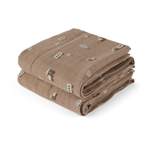 Bao Biologische Mousselinedoek - 2 Pack | 100% Biologisch Katoen | Nuuroo | Trein