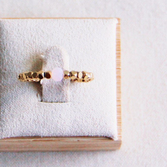 Elastische ring met natuursteen - roze