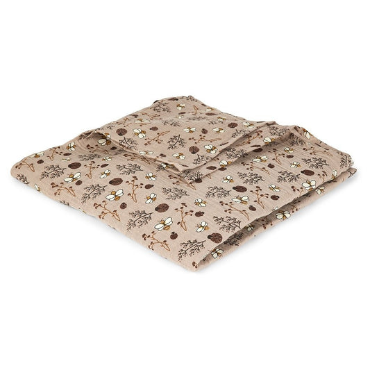 Barri Baby Mousseline Inbakerdoek | 100% Biologisch Katoen | Zand Bloembij